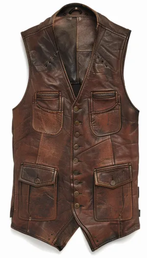 Abel Men Vintage Brown Leather Vest