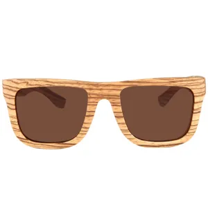 Classic Style Zebrawood Sunglasses  Rectangle Frame Flat