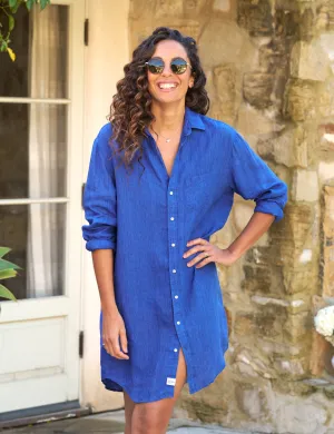 Frank & Eileen - Mary Classic Shirtdress in Bright Blue Linen